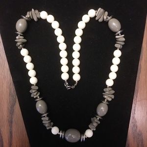 Jewelry - 16 Inch White & Gray Bead Fashion Necklace Jewelry - 16 Inch White & Gray Bead Fashion Necklace